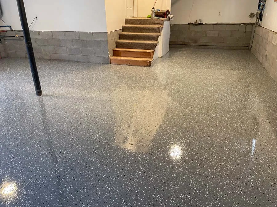Speckled flake epoxy garage floor, industrial flooring serving Nashville, TN